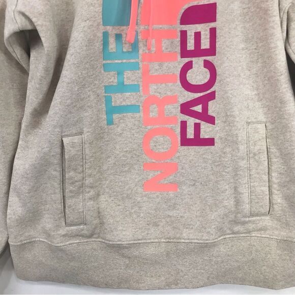 The North Face Light Gray Colorful Logo Hooded Pullover Sweatshirt - Picture 5 of 16